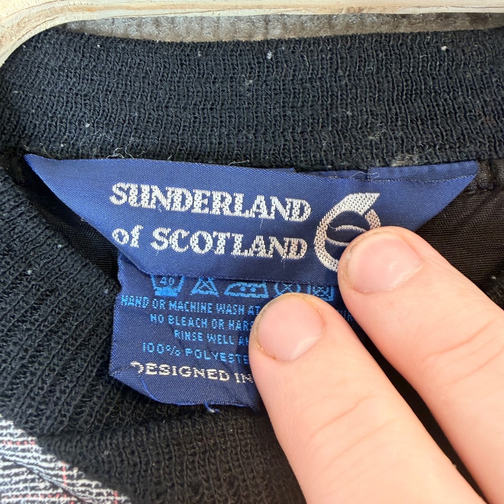 Sunderland of Scotland Mens L Golf Windshirt Grey Glen Plaid Pullover Microfiber - Picture 3 of 12